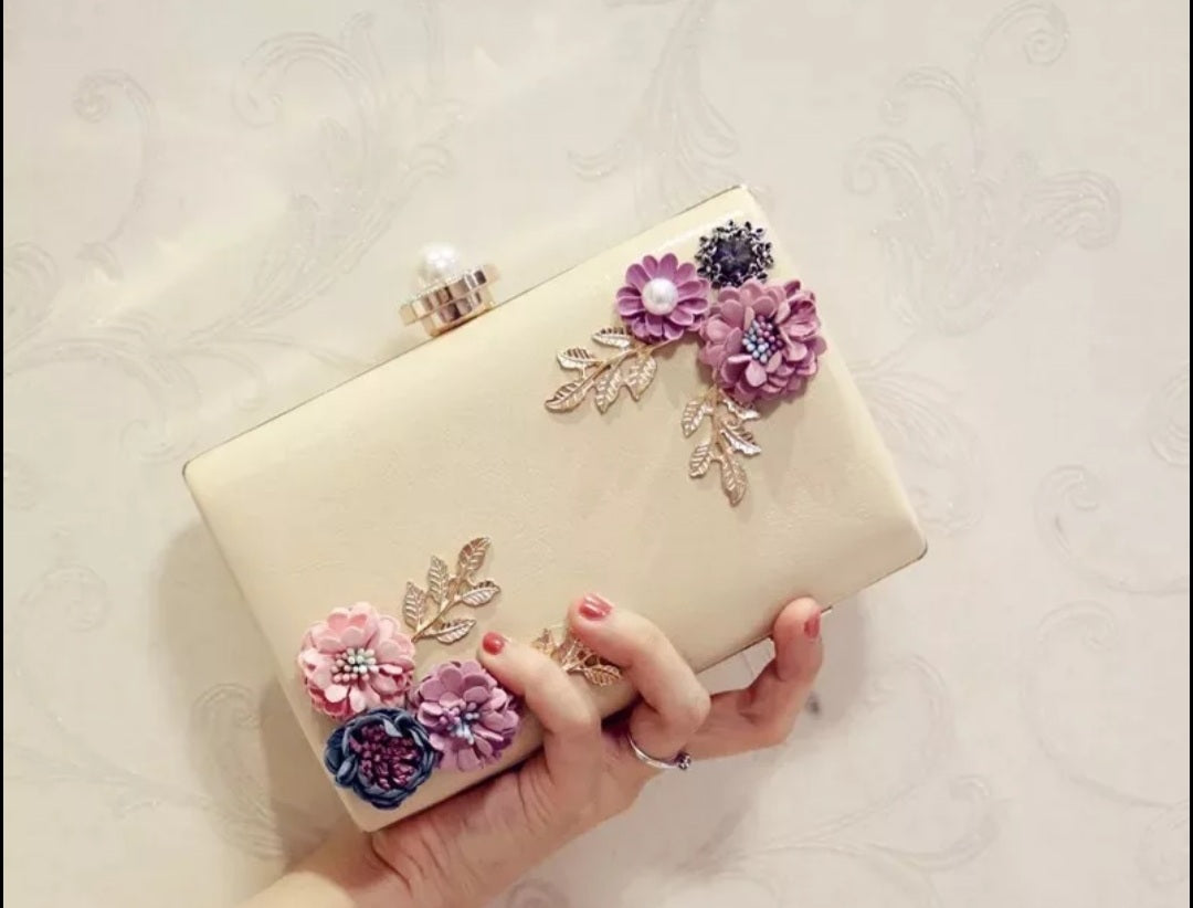 Melissa clutch fashion artificial flower chain shoulder crossbody handbags