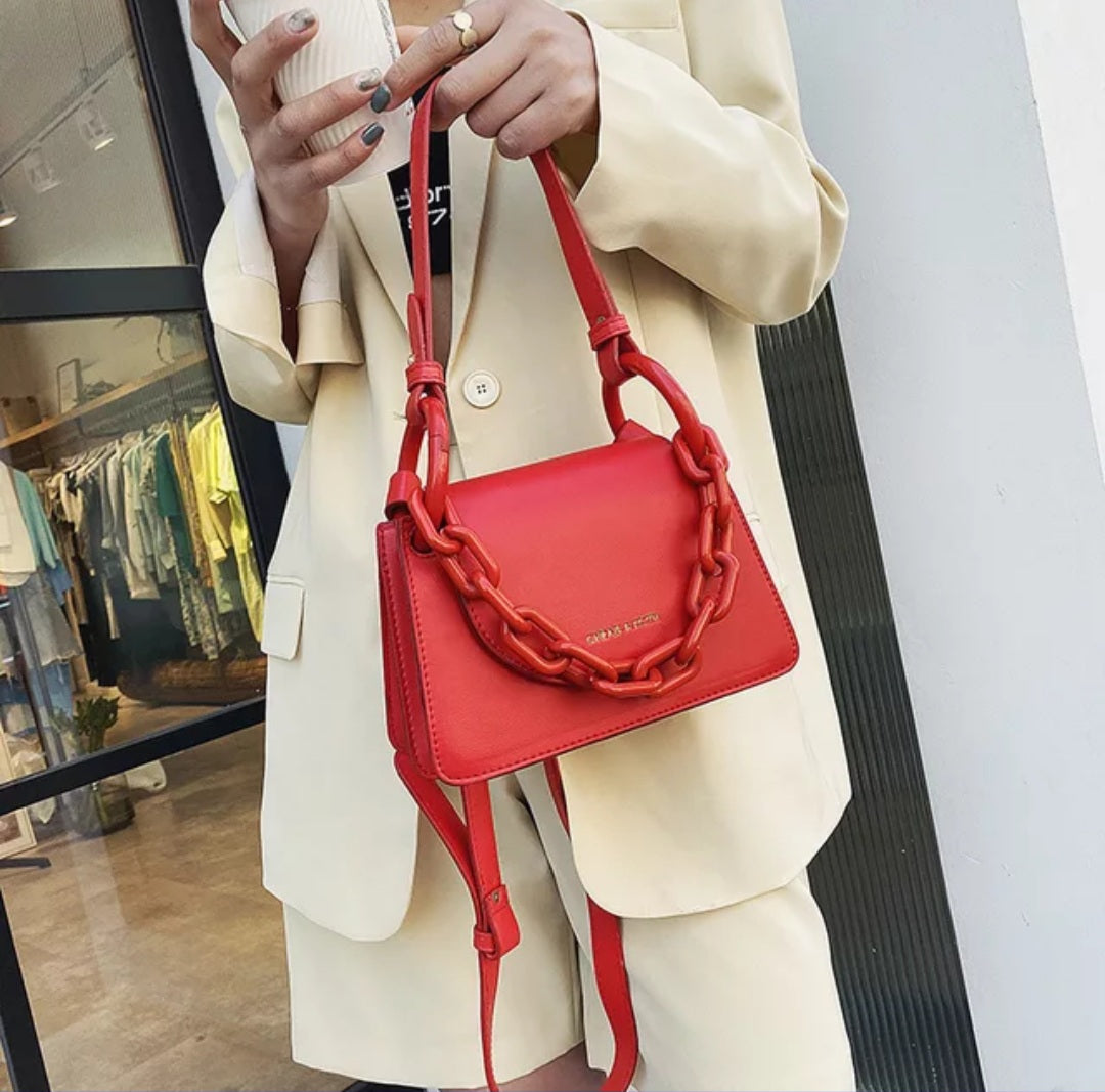 Rose fashion big chain shoulder crossbody handbags