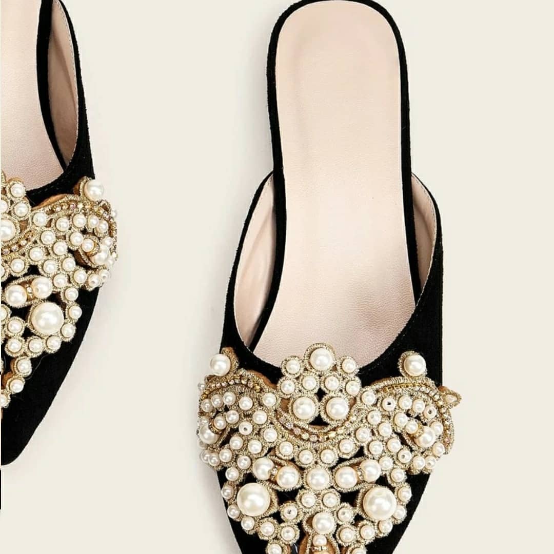 Nora faux pearl flat mules